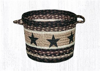 Black Stars Printed Braided Utility Basket 13"x9"