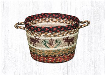 Moose/Pinecone Printed Braided Utility Basket 13"x9"