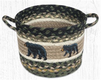 Mama and Baby Bear Printed Braided Utility Basket 9"x7"