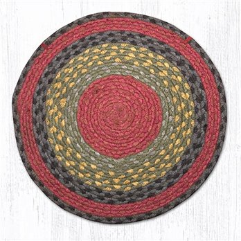 Burgundy/Olive/Charcoal Jute Braided Chair Pad 15.5"x15.5"