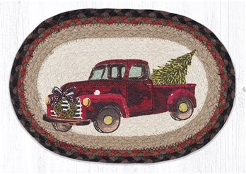 Christmas Truck Printed Oval Braided Swatch 10"x15"