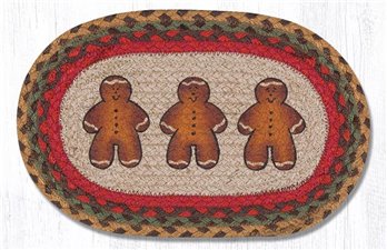 Gingerbread Man Printed Oval Braided Swatch 10"x15"