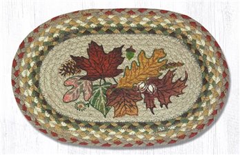 Autumn Leaves Printed Oval Braided Swatch 10"x15"