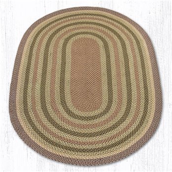 Olive/Burgundy/Gray Oval Braided Rug 6'x9'