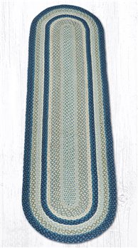 Breezy Blue/Taupe/Ivory Oval Braided Rug 2'x8'