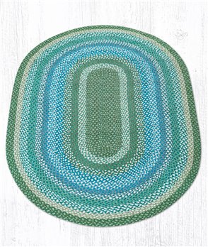 Sage/Ivory/Settlers Blue Oval Braided Rug '4x6'