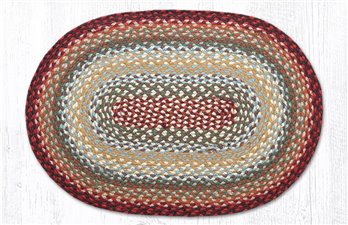 Thistle Green/Country Red Oval Braided Rug 20"x30"