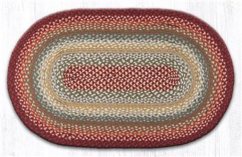 Thistle Green/Country Red Oval Braided Rug 27"x45"