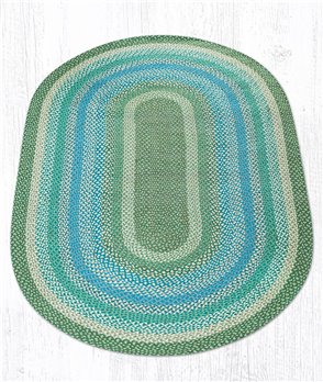 Sage/Ivory/Settlers Blue Oval Braided Rug 5'x8'
