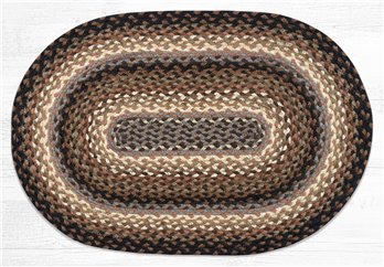 Black/Tan/Terracotta Oval Braided Rug 20"x30"