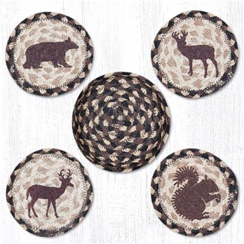 Wildlife Braided Coasters in a Basket 5"x5" Set of 4