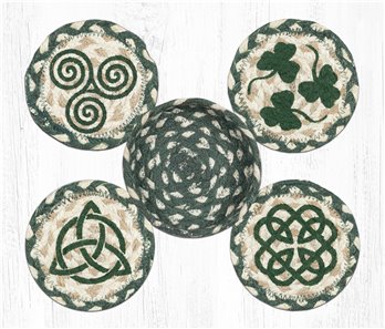 Irish Braided Coasters in a Basket 5"x5" Set of 4