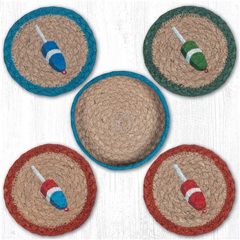 Lobster Buoy Braided Coasters in a Basket 5"x5" Set of 4