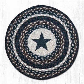 Black Star Round Braided Chair Pad 15.5"x15.5"