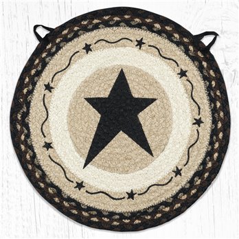 Primitive Star Black Round Braided Chair Pad 15.5"x15.5"