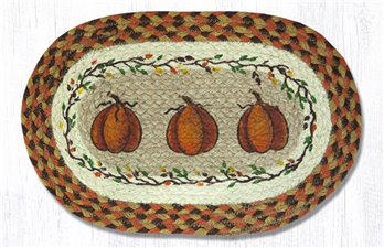 Harvest Pumpkin Printed Oval Braided Swatch 10"x15"