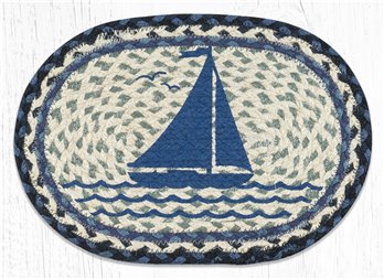 Sailboat Printed Oval Braided Swatch 10"x15"