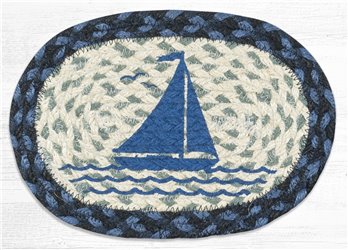 Sailboat Printed Oval Braided Swatch 7.5"x11"