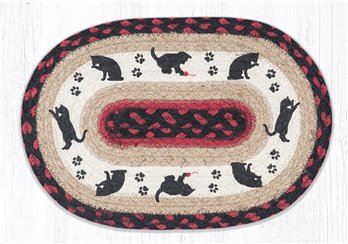 Cat and Kitten Printed Oval Braided Swatch 10"x15"