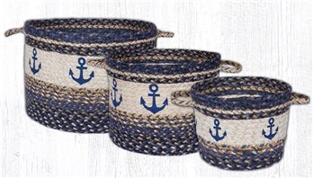 Anchor Printed Braided Utility Basket 9"x7"