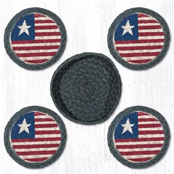 Original Flag Braided Coasters in a Basket 5"x5" Set of 4
