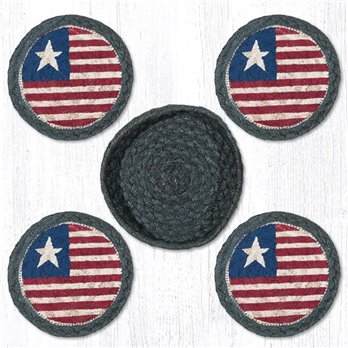 Original Flag Braided Coasters in a Basket 5"x5" Set of 4