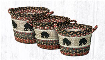 Black Bears Printed Braided Utility Basket 9"x7"