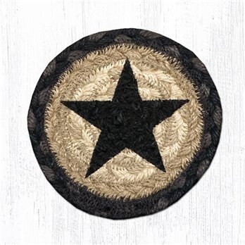 Black Star Printed Braided Coaster 5"x5" Set of 4