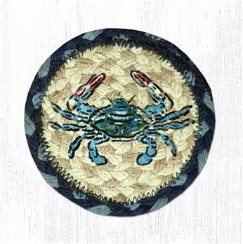 Blue Crab Printed Braided Coaster 5"x5" Set of 4