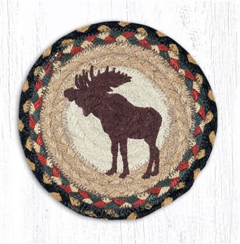 Bull Moose Round Large Braided Coaster 7"x7" Set of 4