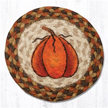 Harvest Pumpkin Round Large Braided Coaster 7"x7" Set of 4