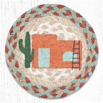 Adobe Home Round Large Braided Coaster 7"x7" Set of 4