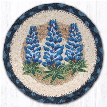 Bluebonnets Round Large Braided Coaster 7"x7" Set of 4