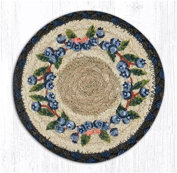 Blueberry Vine Round Large Braided Coaster 7"x7" Set of 4