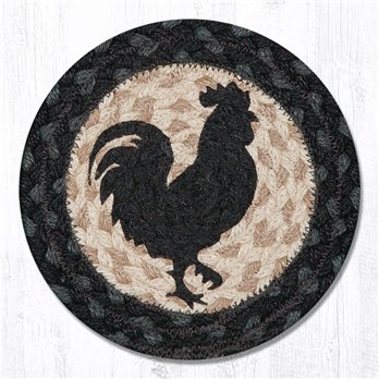 Rooster Silhouette Round Large Braided Coaster 7"x7" Set of 4