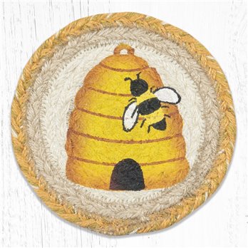 Beehive Round Large Braided Coaster 7"x7" Set of 4