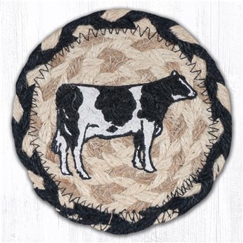 Cow Printed Braided Coaster 5"x5" Set of 4