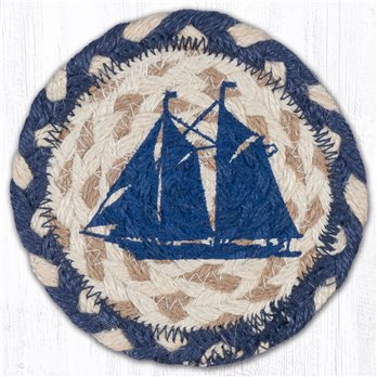 Schooner Printed Braided Coaster 5"x5" Set of 4