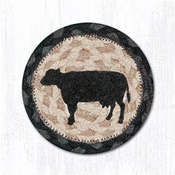 Cow Silhouette Printed Braided Coaster 5"x5" Set of 4