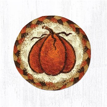 Harvest Pumpkin Printed Braided Coaster 5"x5" Set of 4