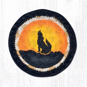 Coyote Silhouette Printed Braided Coaster 5"x5" Set of 4