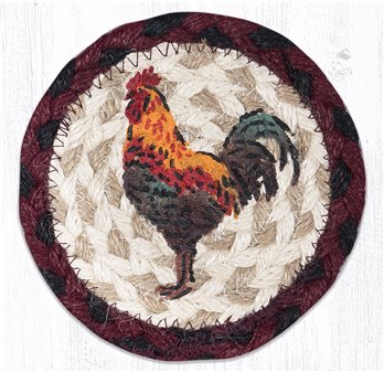 Rustic Rooster Printed Braided Coaster 5"x5" Set of 4