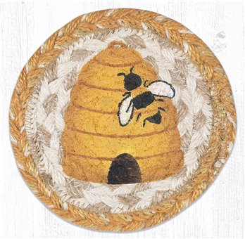 Beehive Printed Braided Coaster 5"x5" Set of 4