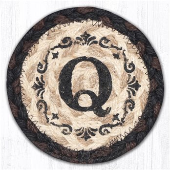Q Monogram Printed Braided Coaster 5"x5" Set of 4