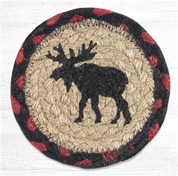 Black Moose Printed Braided Coaster 5"x5" Set of 4
