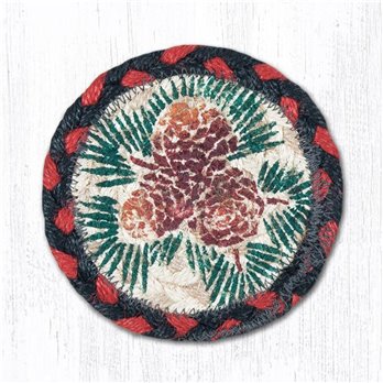 Pinecone Printed Braided Coaster 5"x5" Set of 4