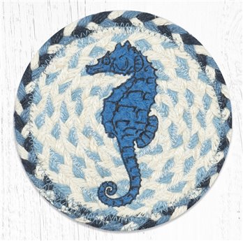 Seahorse Round Large Braided Coaster 7"x7" Set of 4