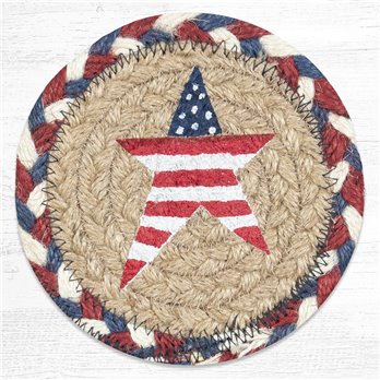 Primitive American Star Printed Braided Coaster 5"x5" Set of 4