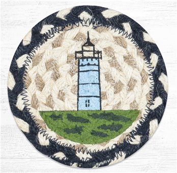 Nubble Lighthouse Printed Braided Coaster 5"x5" Set of 4