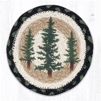Tall Timbers Round Large Braided Coaster 7"x7" Set of 4
